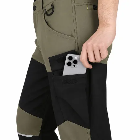 Pack 2 pantalons travail extensibles 4 sens kaki/noir