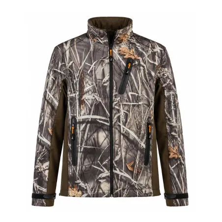 Blouson chasse softshell camo kaki 4 poches S-3XL