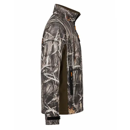 Blouson chasse softshell camo kaki 4 poches S-3XL