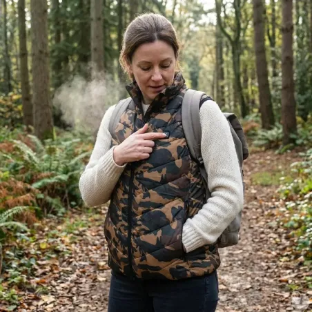 Gilet chauffant camo CE - M à 3XL pour extérieur