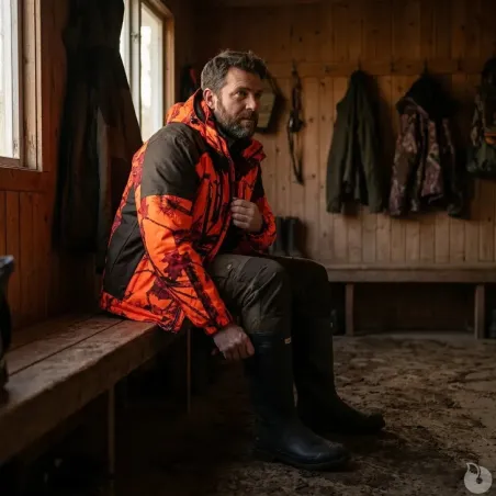 Veste chasse softshell SL TEX orange camo S-3XL