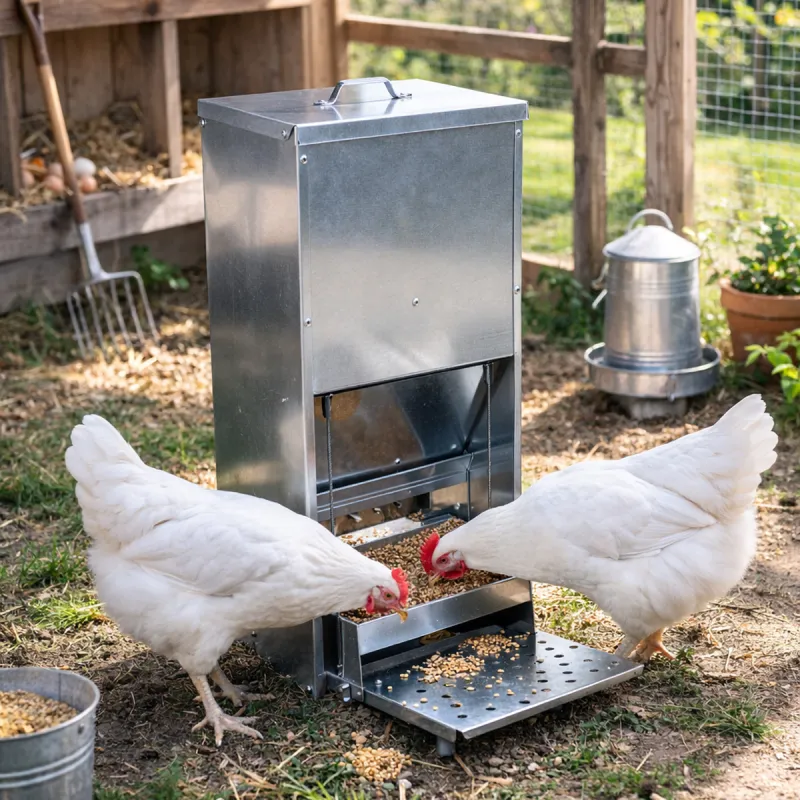 Mangeoire galvanisée anti-rongeurs 23 kg pour volailles