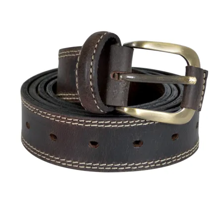 Ceinturon cuir marron à surpiqûres pour éleveurs