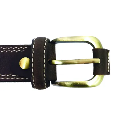Ceinturon cuir marron à surpiqûres pour éleveurs