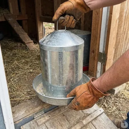 Abreuvoir galvanisé 12L Gaun pour volailles - Double paroi