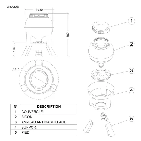 Mangeoire anti-gaspi 15 kg Gaun - pieds stables