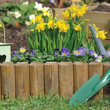 Bordure bois naturel à planter 105x15 cm - Ø7 cm