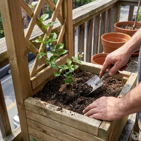 Jardinière bois treillis 40x31x140cm - élégance naturelle