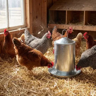 Abreuvoir galvanisé 4L pour poules - Double paroi robuste