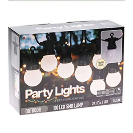 Guirlande 20 boules LED blanches - 14,5 m extérieur/intérieur