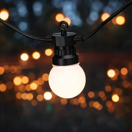 Guirlande 20 boules LED blanches - 14,5 m extérieur/intérieur
