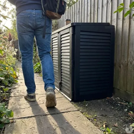 Coffre jardin 2 portes sécurisé 117x74x110 cm noir 780L