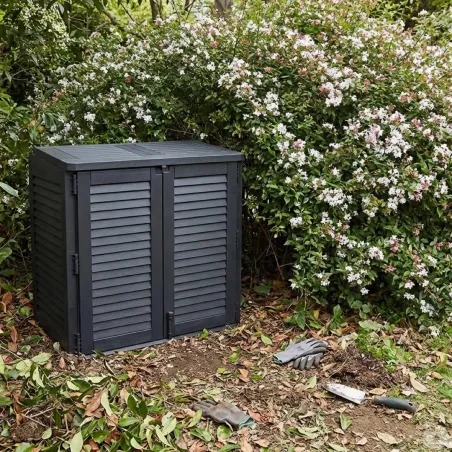 Coffre jardin 2 portes sécurisé 117x74x110 cm noir 780L