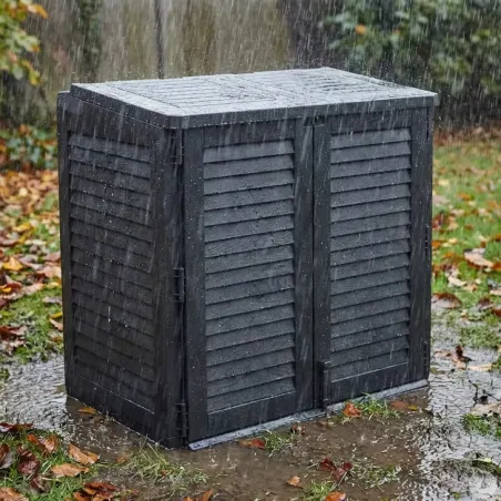 Coffre jardin 2 portes sécurisé 117x74x110 cm noir 780L