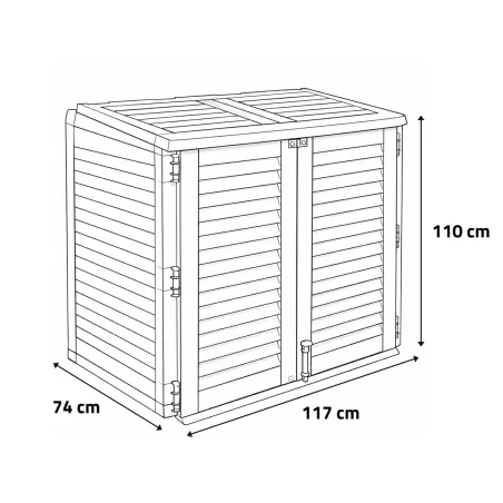 Coffre jardin 2 portes sécurisé 117x74x110 cm noir 780L