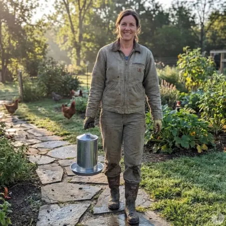 Abreuvoir galvanisé 4L pour poules - Double paroi robuste