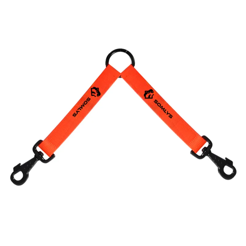 Laisse accouplée pour 2 chiens - Orange 3cm x 3mm
