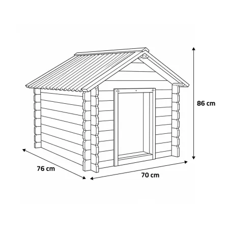 Niche chien en bois toit type chalet madrier toit PVC taille L 116 x 87 x 90 cm 