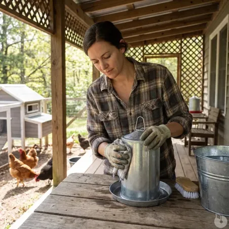 Abreuvoir galvanisé 4L pour poules - Double paroi robuste