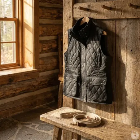 Gilet Haxby Walker & Hawkes vert coton ciré femme