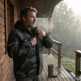 Veste coupe-vent fourrée camouflage S à 3XL