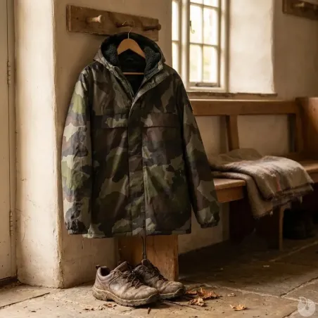 Veste coupe-vent fourrée camouflage S à 3XL