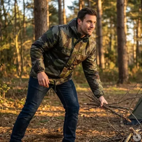 Veste coupe-vent fourrée camouflage S à 3XL