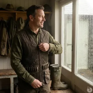 Gilet de chasse Treeland marron 20 cartouchières déperlant