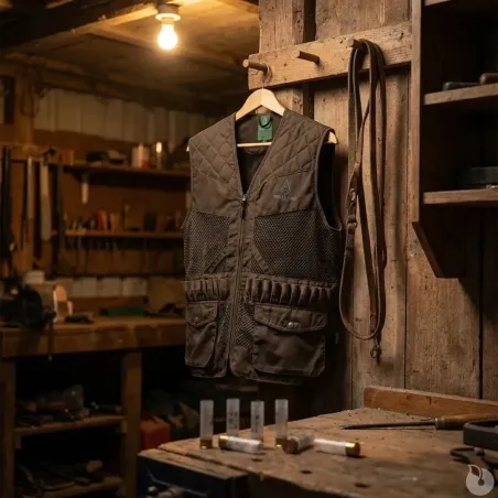 Gilet de chasse Treeland marron 20 cartouchières déperlant