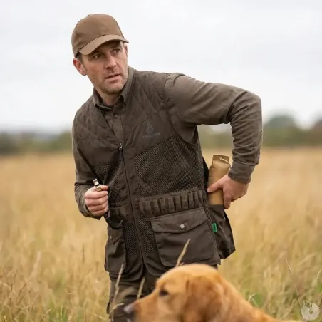 Gilet de chasse Treeland marron 20 cartouchières déperlant