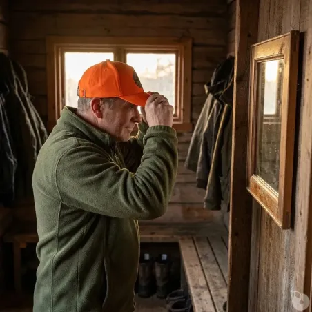 Casquette chasse sanglier coton orange réglable