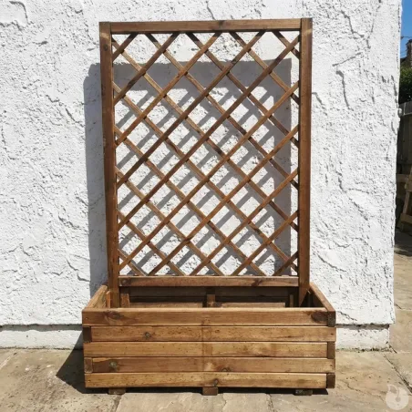 Jardinière bois autoclave classe 3 + treillis 90x31x140 cm