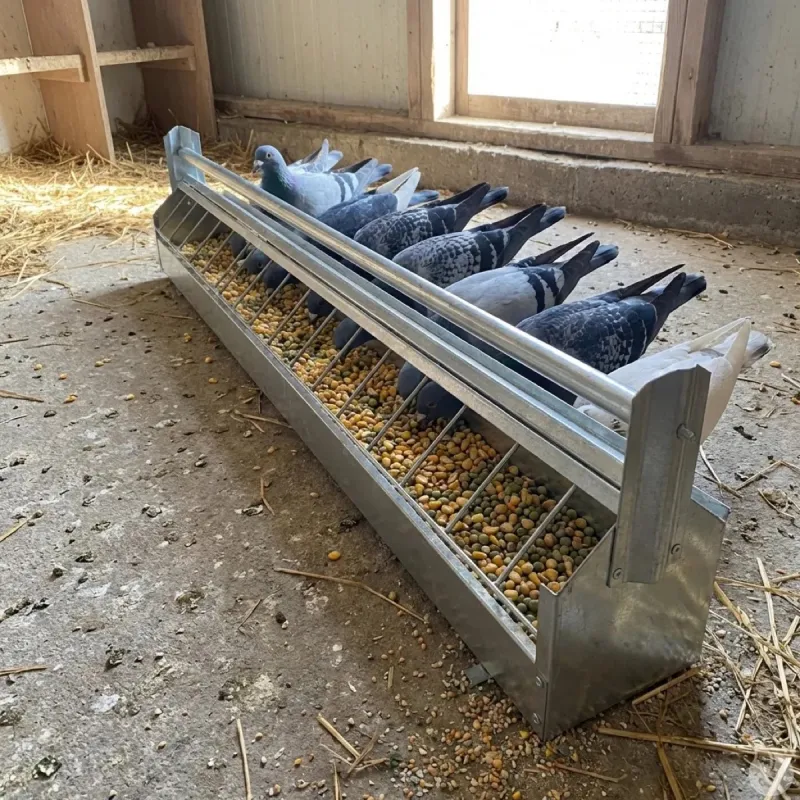 Mangeoire 1m à rouleau anti-perchage pour pigeons