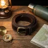 Ceinturon cuir marron à surpiqûres pour éleveurs