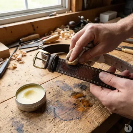 Ceinturon cuir marron à surpiqûres pour éleveurs