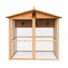 Pigeonnier 3 cases bois + volière sécurisée 130x160 cm