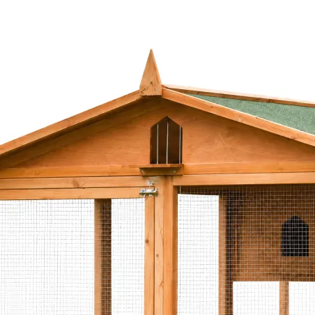 Pigeonnier 3 cases bois + volière sécurisée 130x160 cm