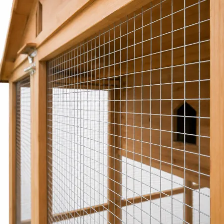 Pigeonnier 3 cases bois + volière sécurisée 130x160 cm