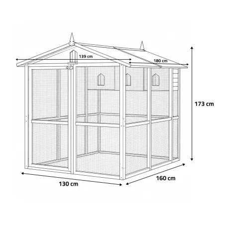 Pigeonnier 3 cases bois + volière sécurisée 130x160 cm