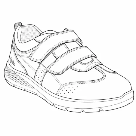 Baskets cuir stretch double velcro - Semelle PVC éleveur
