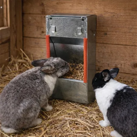 Mangeoire trémie acier galva 25x12x11 cm pour lapins et rongeurs