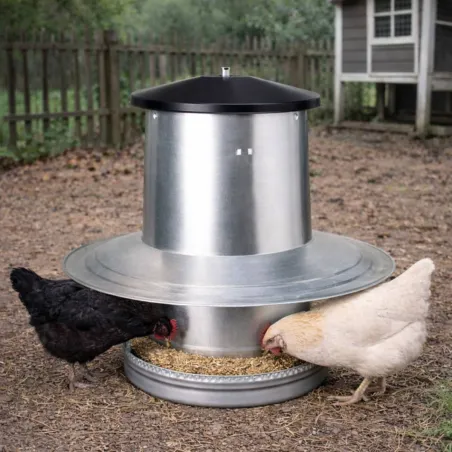 Couvercle anti-pluie pour mangeoire volaille 18kg galva