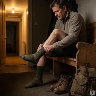 Chaussettes mérino kaki 50% laine - Confort & résistance