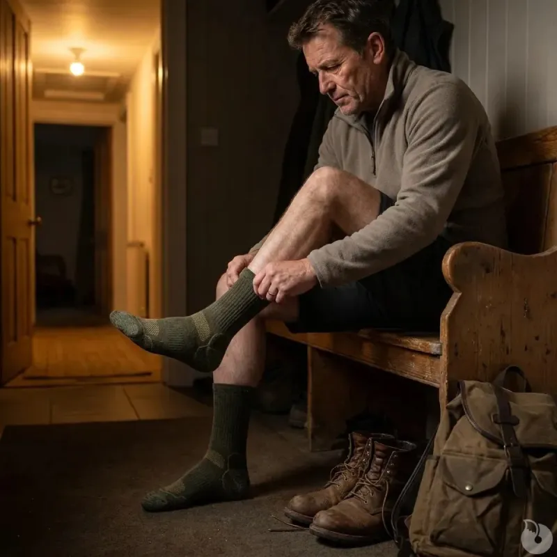 Chaussettes mérino kaki 50% laine - Confort & résistance