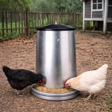 Mangeoire volaille galvanisée 18 kg - Résistante et réglable