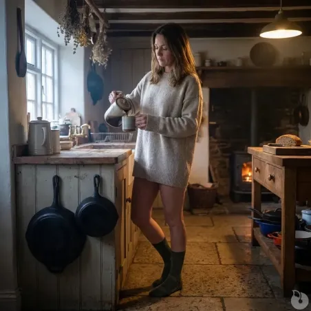Chaussettes mérino kaki 50% laine - Confort & résistance