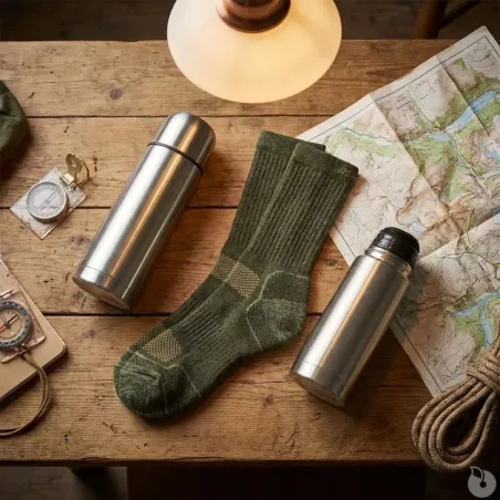 Chaussettes mérino kaki 50% laine - Confort & résistance