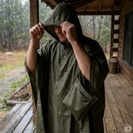 Poncho imperméable kaki taille unique - Percussion®