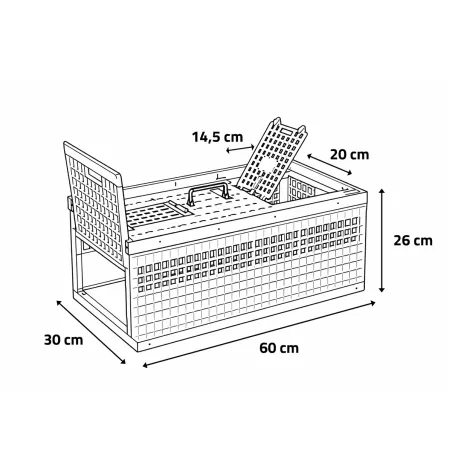 Cage transport petit gibier 60x30x26 cm plastique