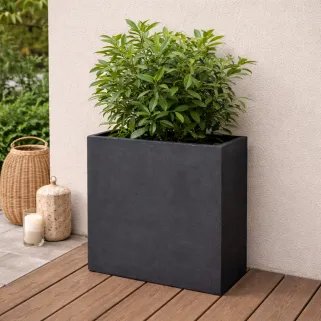 Pot anthracite plastique 60x26x60 cm pour jardin